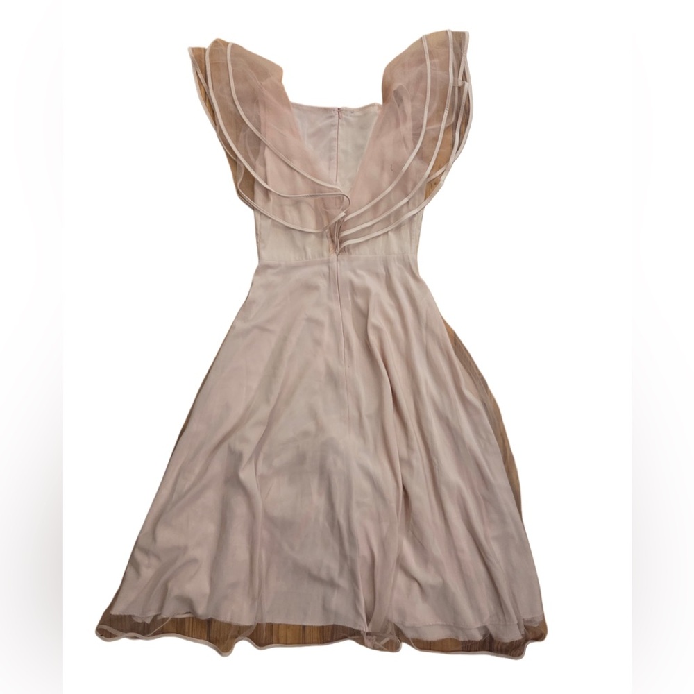 Ruffled Sleeve Vintage Style Elegant Cream MIDI Dress!